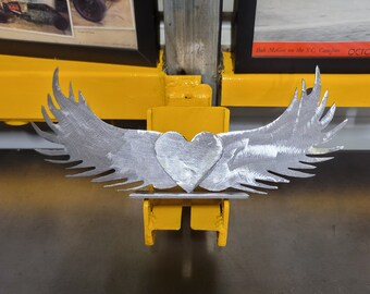 Handmade Steel Heart with Wings Art Piece