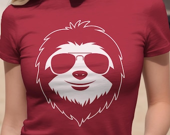 Sloth Wearing Sunglasses, Sloth Graphic Tee, Lazy Vibes Apparel, Comfy Unisex Tee, Gift for Sloth Enthusiast