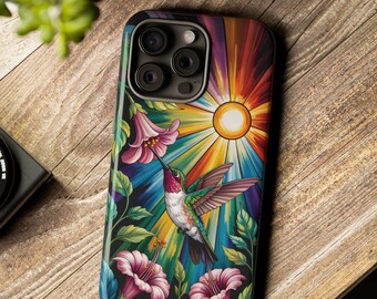 Colorful Hummingbird Phone Case, Floral Design Phone Cover, Nature Lover Smartphone Case, iPhone 18, iPhone 17, Samsung Galaxy, Google Pixel