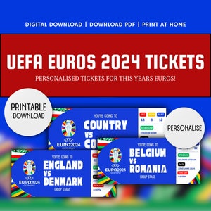 Billets UEFA EURO 2024 personnalisés, Billets EUROS personnalisés, Billet de football personnalisé, Cadeau football, Imprimable, Cadeau football, Billet Euros image 3
