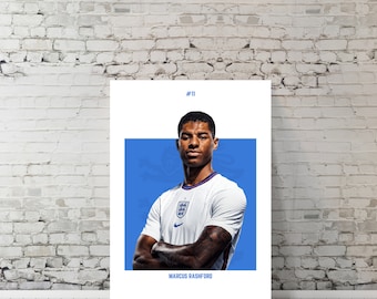 Marcus Rashford England Poster, England Football Poster, Football Posters, Marcus Rashford, Football Wall Art, Printable, A3, Football Gift