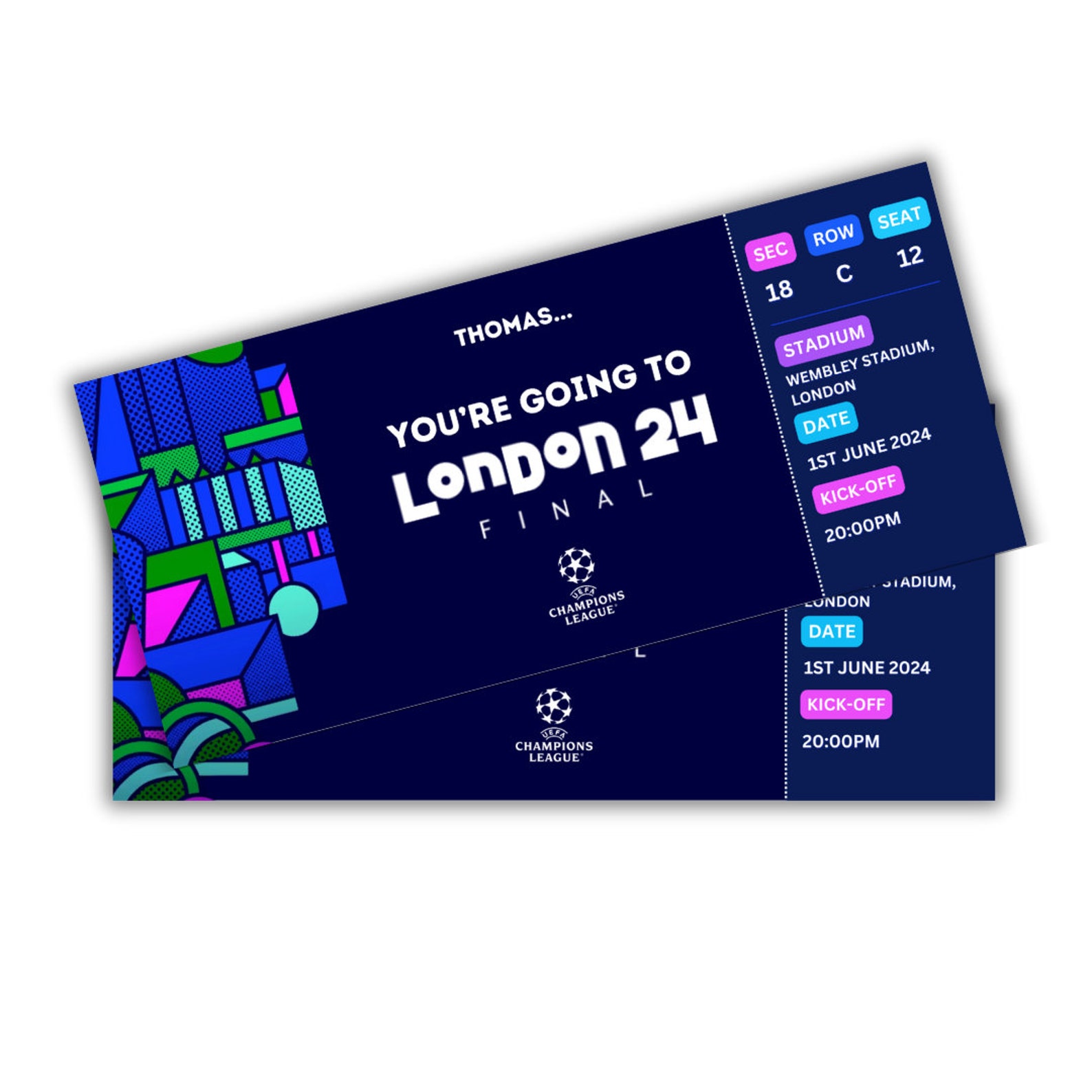 Personalised Champions League Final Ticket, 2024 Champions League Final