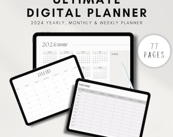 PLANER 2024, Jahresplaner, Monatsplaner, Wochenplaner, minimalistischer Planer, benutzerdefinierter Kalender 2024, druckbarer Planer, digitaler Download