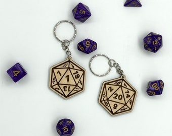 d20 dice keychain