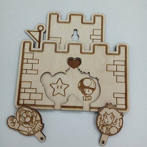 Porte-clés et porte-clés en bois / Mario Bros et Peach / Dragon Ball Goku et Chi chi / Up Carl et Ellie / Star Wars Han Solo et Leia Organa Mario & Peach