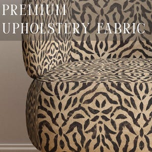 Tiger Animal Print Upholstery Fabric - Heavyweight Linen Fabric by the Yard - Blockprinted Tribal Animalier Cotton - Afro Boho Home Decor image 1