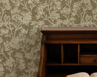 May include: A wooden desk with open compartments and a drawer, with an open book on top. The desk is in front of a wall with a floral pattern in shades of green and white. The text "APOSTROFO DESIGN" is at the bottom.