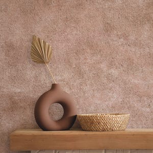 Terracotta Limewash Wallpaper, Faux Plaster, Japandi Style Stucco Wallpaper, Concrete Texture, Neutral Minimalist Interiors, Removable