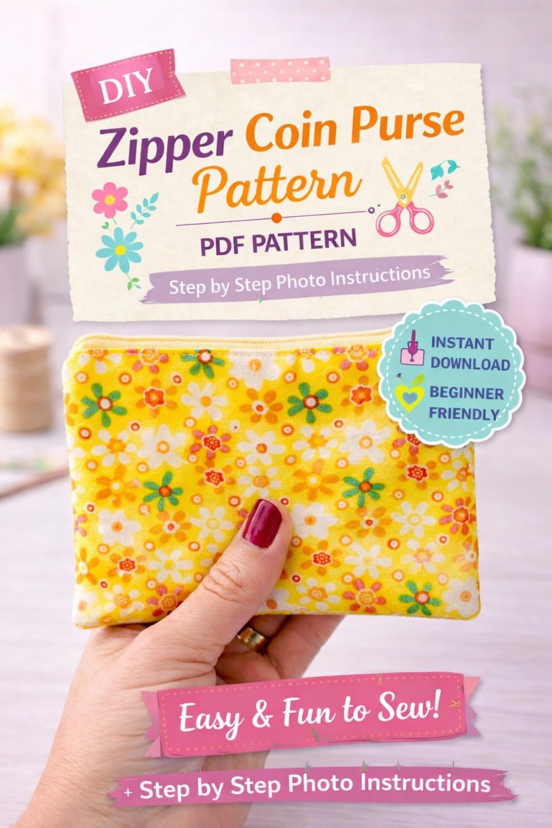 Coin Purse Sewing Pattern PDF | Zipper Pouch | Beginner Level | Instant ...