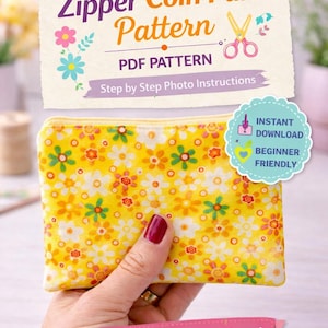 Coin Purse Sewing Pattern PDF | Zipper Pouch  | Beginner Level | Instant Download A4