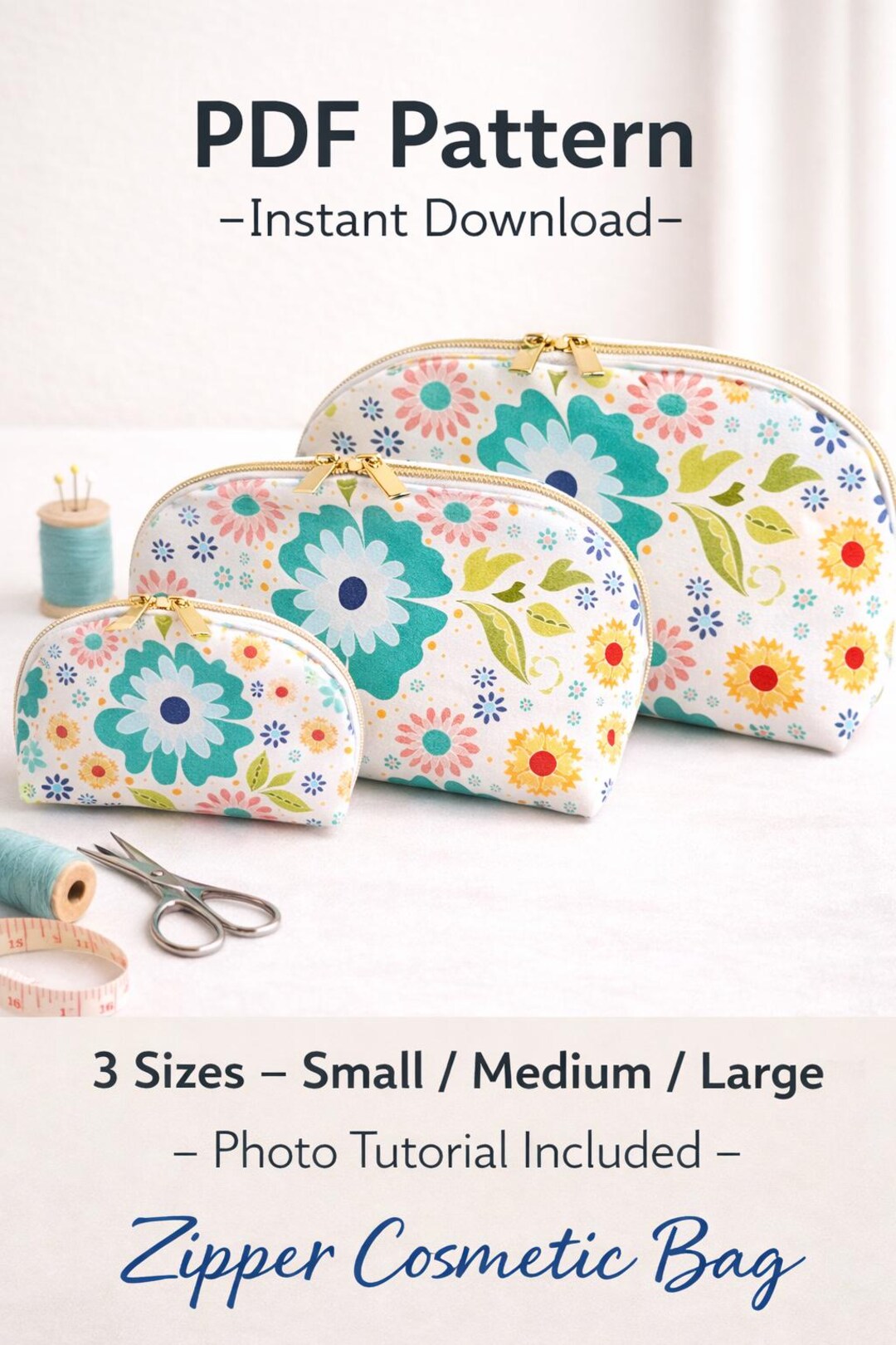 Zipper Pouch Sewing Pattern – 3 Sizes, Photo Tutorial (digital Download ...