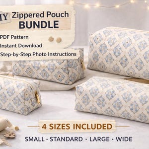Boxy Reißverschluss Beutel Muster PDF | Schnittmuster | 4 Größen enthalten | Anfängerfreundlich | Sofort Download