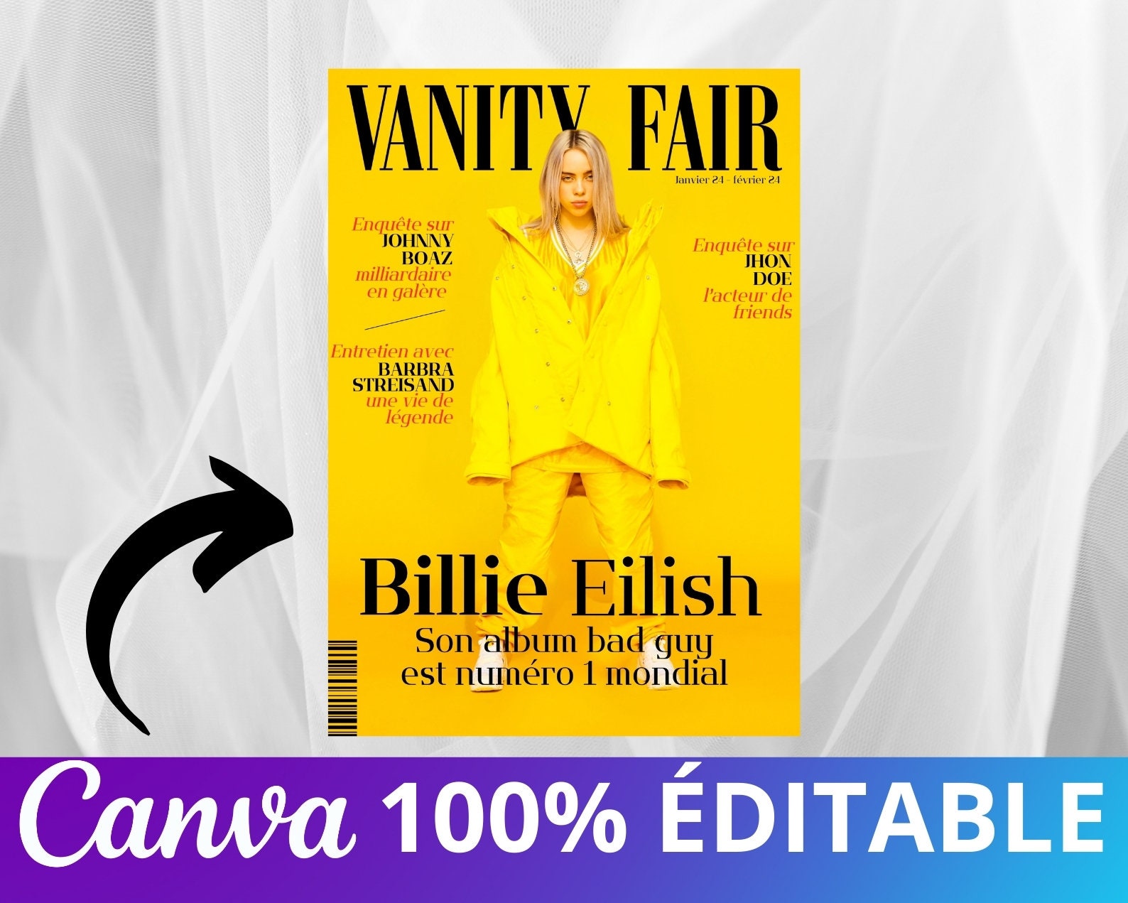 100% Editable VANITY FAIR Magazine Cover Template on CANVA - High Quality -  Etsy, image size:1588x1271