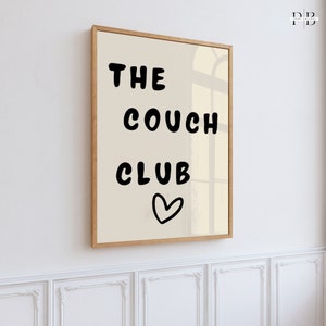 The Couch Club Print Art Aesthetic Print Minimalist Heart Print Trendy Wall Art Prints Retro Funky Decor Introvert Quote Art Fun Retro Print