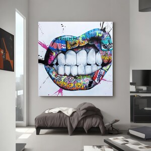 Denti Graffiti / Stampa su tela di arte urbana / Decorazione domestica moderna / Confezione robusta / / Tela allungata / Rotolo