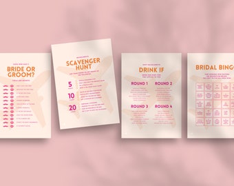 Spellenset vrijgezellenfeest – 8-in-1 activiteiten voor vrijgezellenfeesten (digitale download)