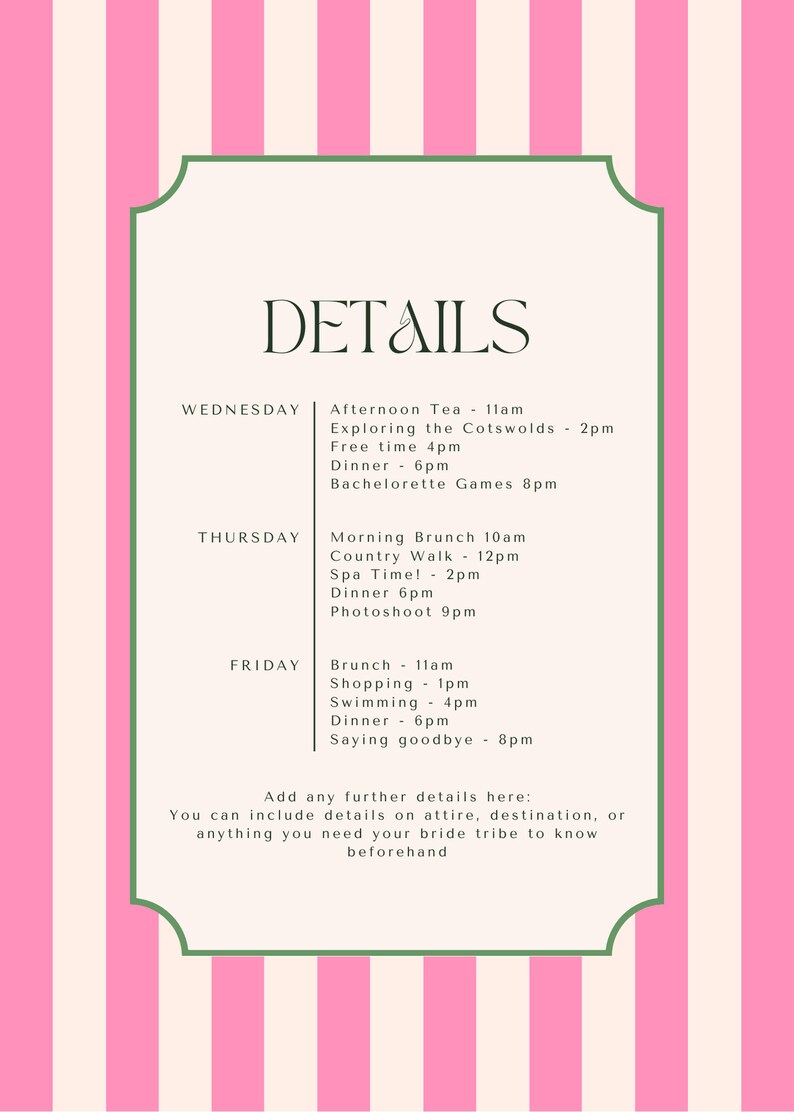 Luxury Holiday Hen Do Invite: Hen Do Itinerary Romantic and Elegant Luxury Holiday Hen Do Invite: Hen Do Itinerary Romantic and Elegant
