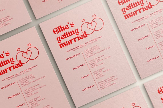 Pink Heart Hen Do Invitation Template – Editable Bachelorette Party Invite (Digital Download)