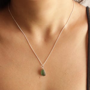 Sea Glass Pendant Necklace: Handmade Sterling Silver Beach Jewelry