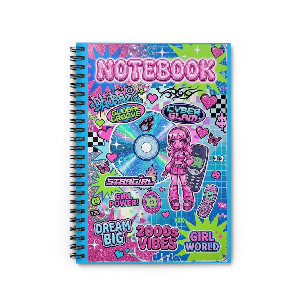 2000s Vibes Sticker Collage Notebook | Spiral Ruled Journal - Etsy