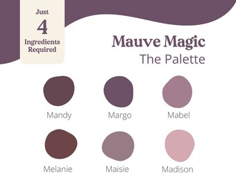 Polymer Clay Colour Recipes | Fimo Soft Clay Mixing Guide | Digital Download | Mauve Magic Palette