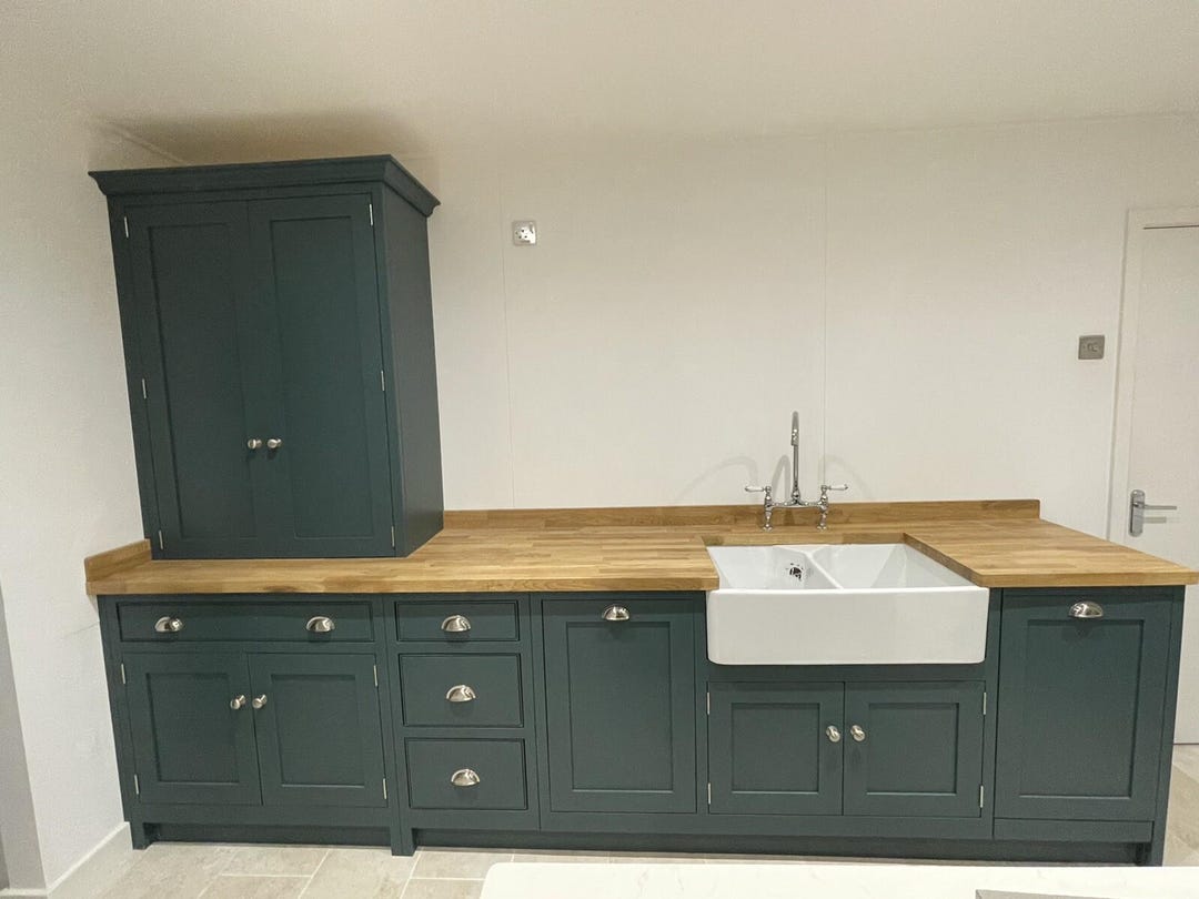 Handmade Painted Solid Wood Kitchen | Belfast Sink | Oak Worktop ...