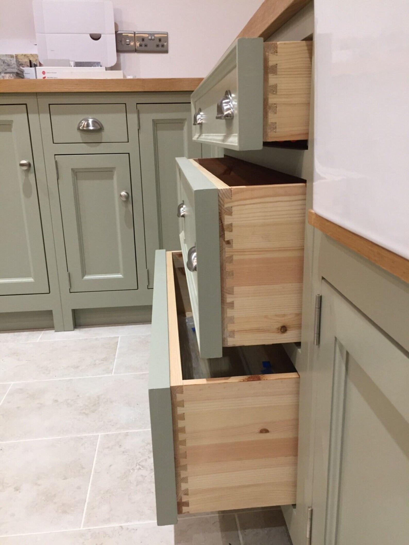 Traditional Solid Wood Handmade Kitchen Cabinets Belfast Sink, Solid ...