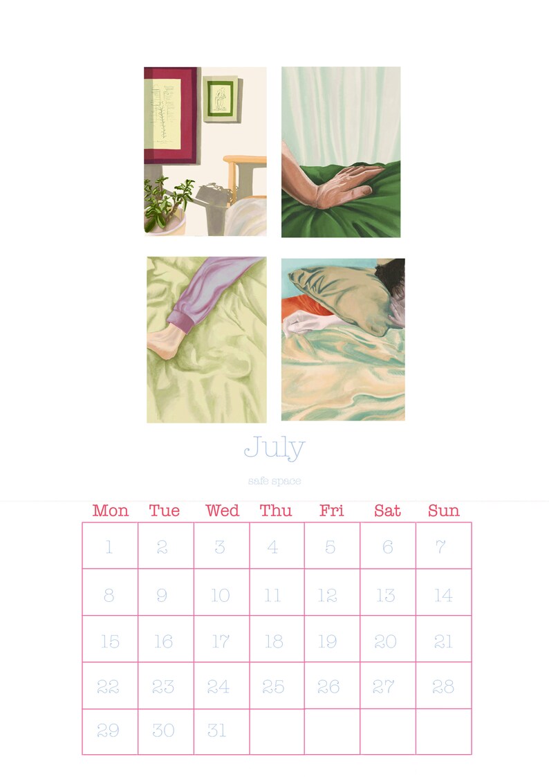 2024 Printable Illustrated Monthly Calendar A4 - Etsy