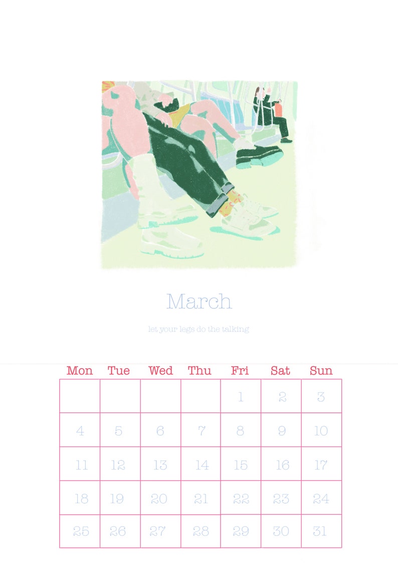 2024 Printable Illustrated Monthly Calendar A4 - Etsy