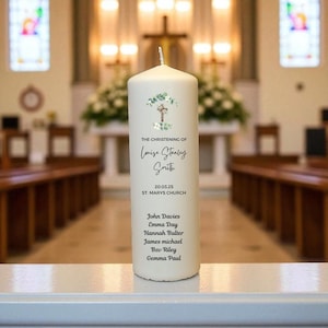 Christening Candle | Baptism Candle | Holy Communion Candle | Personalised Baptism Candle | Baby Boy | Baby Girl | Large Candle Gift
