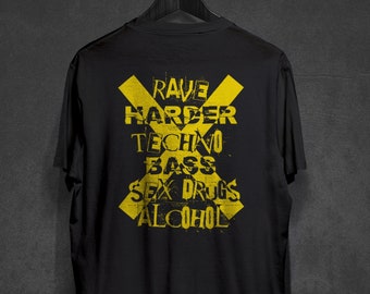 Rave-T-Shirt, Techno-Shirt, Herren-Rave-Kleidung, Damen-Techno-Outfit, Techno-Festival-T-Shirt, Party-Outfit, Geschenk für Techno-Liebhaber