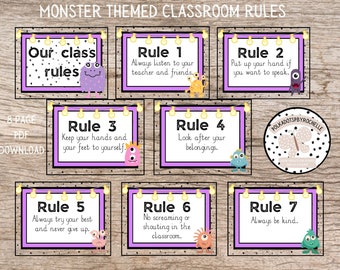 Reglas del aula con temática de monstruos