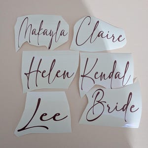 Personalized Vinyl Name Decal, Wedding Place Setting, Custom Font