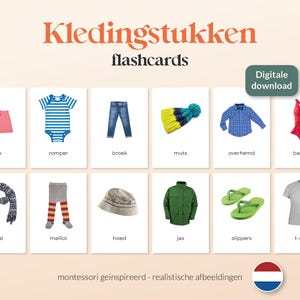 ABBIGLIAMENTO - 25 FlashCard Montessori A6 - Stampabili - Olandese
