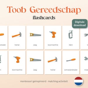 Safari ltd. TOOB Gereedschap - 8 A6 Montessori Matching Cards - Printables - Nederlands