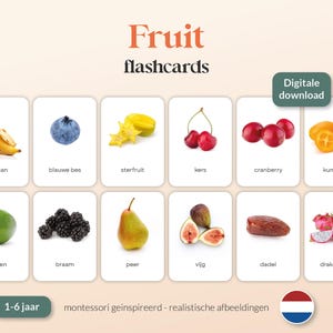 FRUIT - 32 A6 Montessori FlashCards - Printables - Nederlands