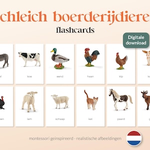 SCHLEICH BOERDERIJDIEREN - 20 A6 Montessori Matching Cards - Printables - Nederlands