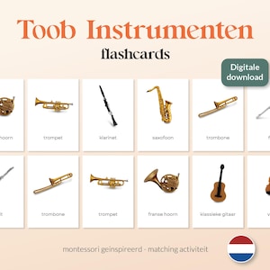 Safari Ltd. TOOB Instruments - 8 A6 Montessori-Zuordnungskarten - Ausdrucke - Niederländisch
