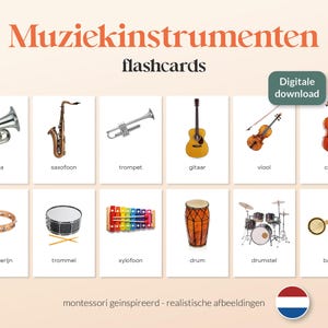 STRUMENTI MUSICALI - 20 FlashCard Montessori A6 - Stampabili - Olandese