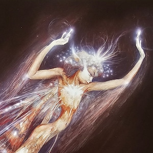 Brian Froud, Jasny cień, Wróżki, Wróżka, Wróżki, Sztuka fantasy, 2000 Vintage Book Print, Ekslibris