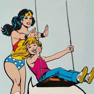Carte postale vintage Wonder Woman, DC Comics, super-héros, 1981