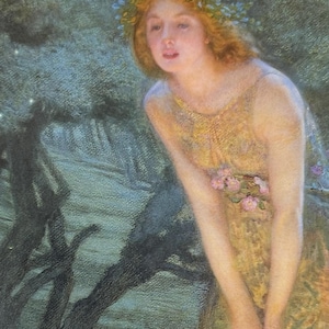 Feeën, feeën, midzomeravond, fantasykunst, vintage ansichtkaart 1994