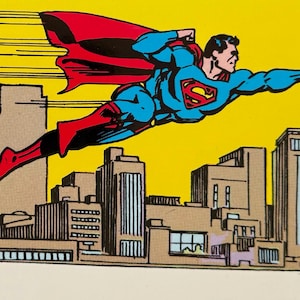 Carte postale vintage Superman Flying, DC Comics, super-héros, 1981