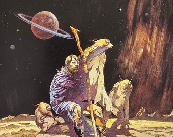 Frank Frazetta, Aliens, Science Fiction, Fantasy Art, 1999 Vintage Book Plate, Print
