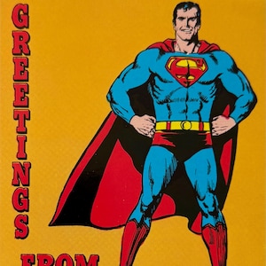 Carte postale vintage Superman, DC Comics, super-héros, 1981