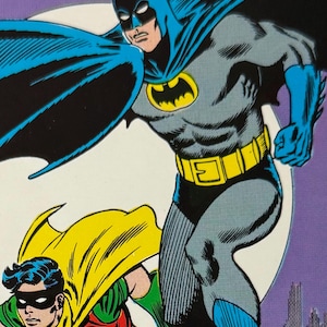 Batman et Robin, duo dynamique, DC Comics, super-héros, 1981, carte postale ancienne