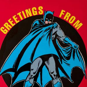 Carte postale vintage Batman, DC Comics, super-héros, 1981