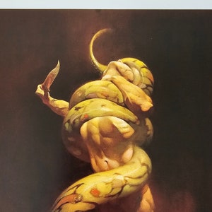 Frank Frazetta Fantasy Giant Snake 1999 Vintage Book Plate / Print