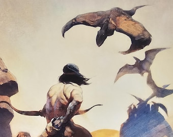Frank Frazetta, Return of Jongor, Fantasy Art, 1999 Vintage Book Plate, Print