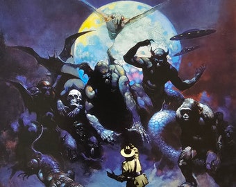 Frank Frazetta, Monsters And Demons, Fantasy Art, 1999 Vintage Book Plate, Print